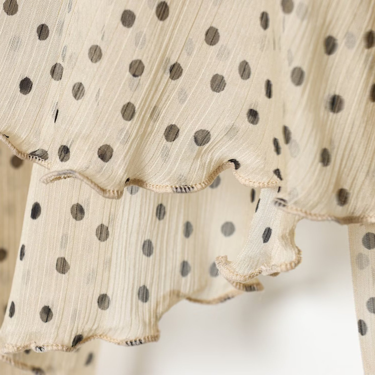 Women's French Chic Polka Dot Tie Neck Ruffle Short Shirt Summer New Arrival_ecoleips.com