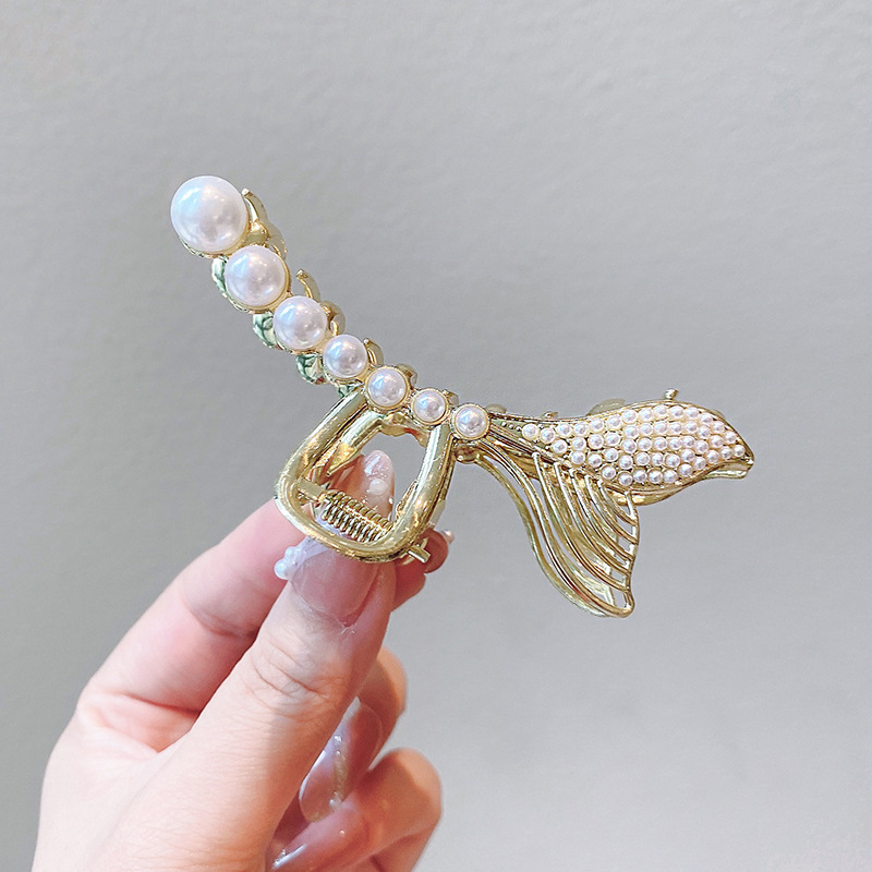 Pinza de cabello metálica coreana de alta sujeción con diseño retro