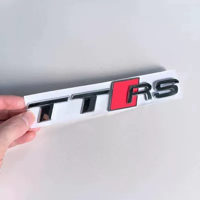 emblem, TTRS logo, rear emblem, Car logo - standard-ttrs-font-bright-silver
