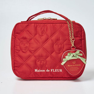 In-Stock Maison Strawberry Red Quilted Large-Capacity Multifunctional Portable Makeup Bag Skincare Storage Bag