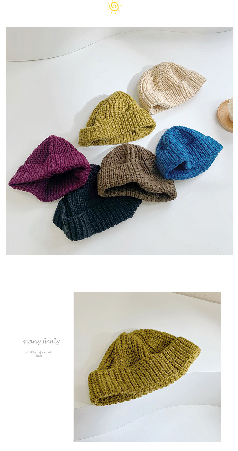 Unisex Children's hat Autumn solid color baby wool hat Autumn winter boys and girls warm melon skin hat knitted hat_voghion.com