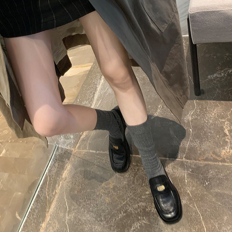 牛皮版~经典女款小金币复古乐福鞋女平底真皮袜子配小皮鞋jk单鞋|undefined