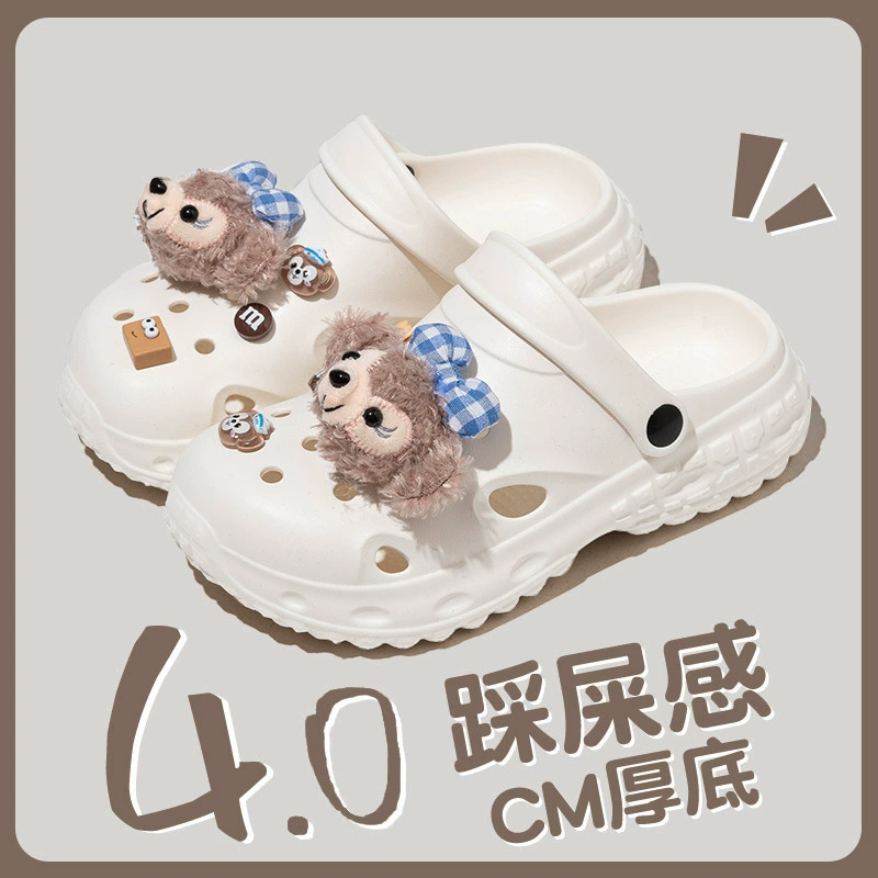 2025 новые летние модные тапочки с мультяшным медведем для женщин, нескользящие и антибактериальные тапочки для дома и улицы