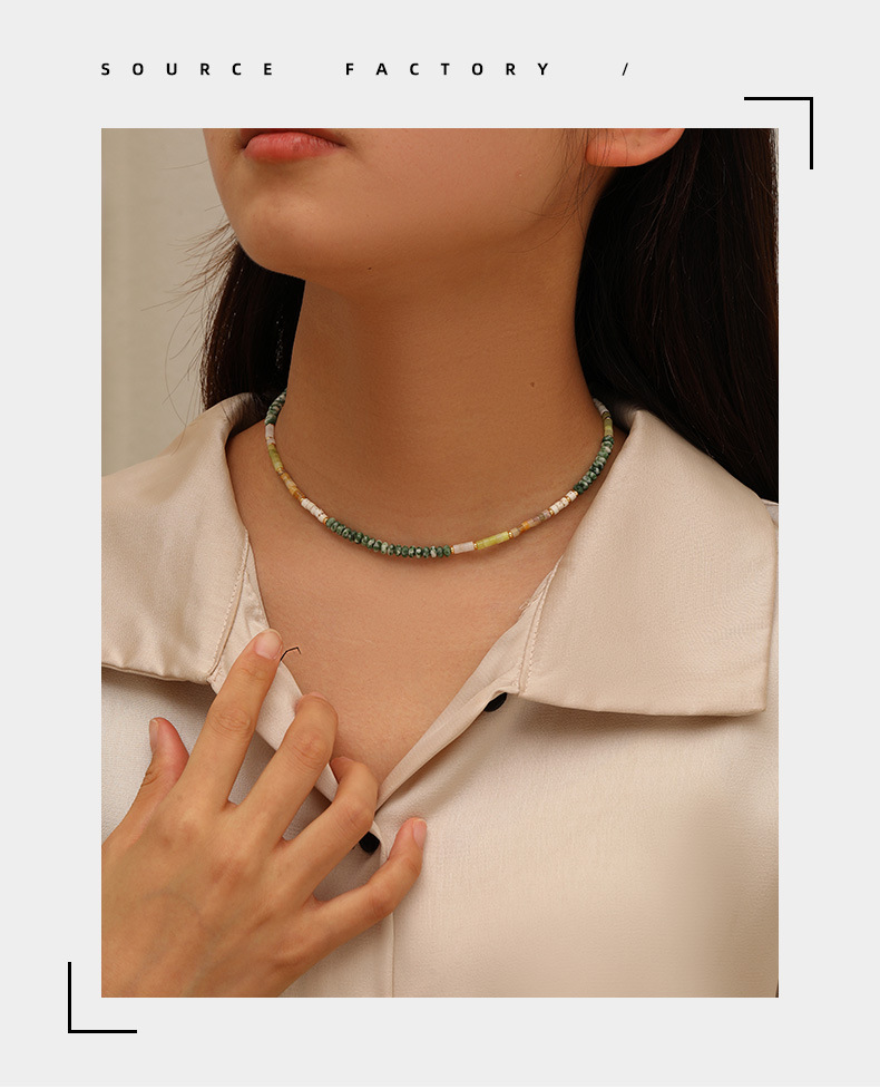 14g Weight Necklace Classification 1 Piece Quantity Retro Geometric Natural Stone Wholesale Necklace