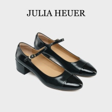 Julia Heuer茱莉亚赫尔 秋季新品浅口拼色粗跟玛丽珍鞋一字带单鞋