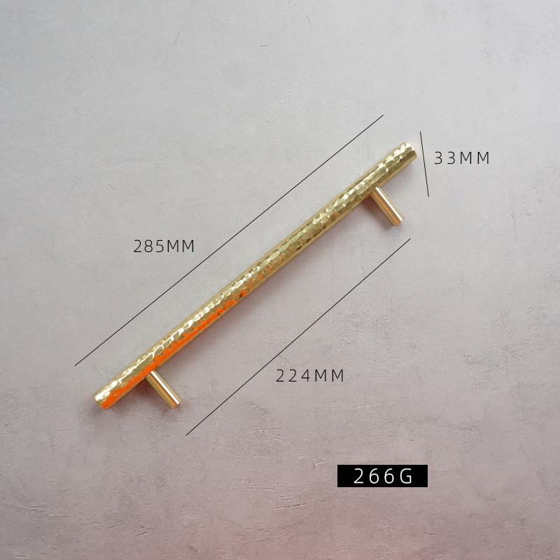 Manija de latón martillado moderno minimalista gabinete cajón armario puerta zapato gabinete de lujo luz oro cobre puro mango largo