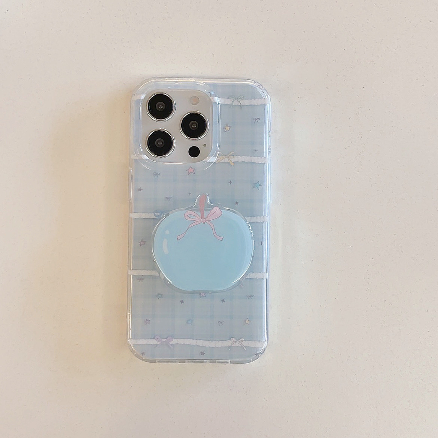 Pequeña serie coreana de estrellas de colores con costuras de cuadros azules para Apple 15ProMax funda para teléfono móvil 16Pro nuevo 14/13