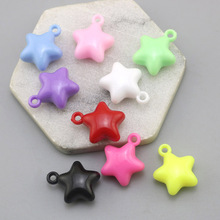 DIY饰品配件 亚克力实色彩色五角星挂孔珠子挂件钥匙扣耳环吊坠