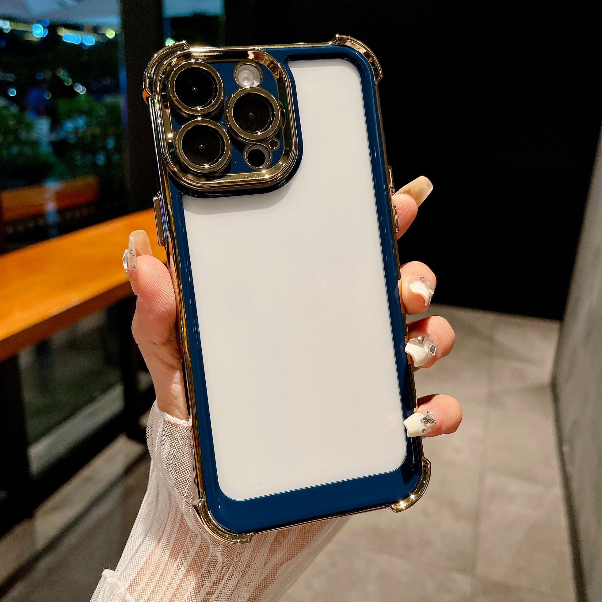 Aplicable para iphone17Promax caso de teléfono celular galvanizado de dos colores a prueba de caídas espaciales manzana 15 cubierta de sensación de alto nivel