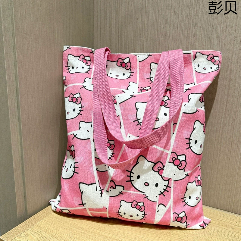 Сумка-шоппер (Hello Kitty), леноподобная, 55% хлопок 45% полиэстер, вместительная 40 см