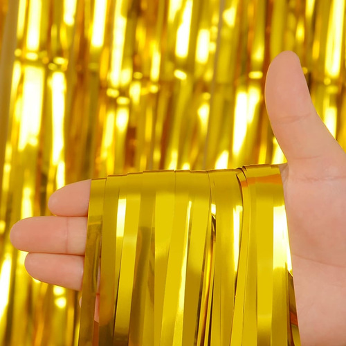 Rain Silk Curtain 1*2 Meter Color Strips Bright Gold Wedding Stage Background Props Tassel Rain Silk Tassel Door Curtain