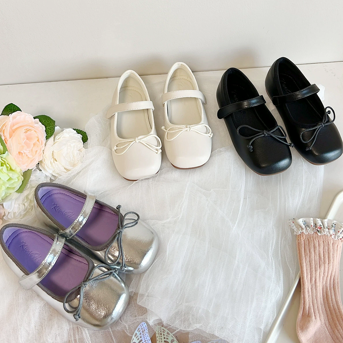 Корейская девушка обувь принцессы маленькая девочка с бантиком на чужой духе