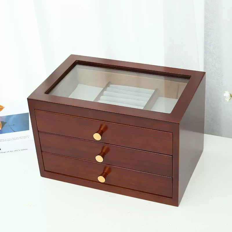 Многослойная роскошная шкатулка для драгоценностей в европейском стиле из массива дерева для домашнего использования, маленькая и изысканная, оптовая продажа для AliExpress.