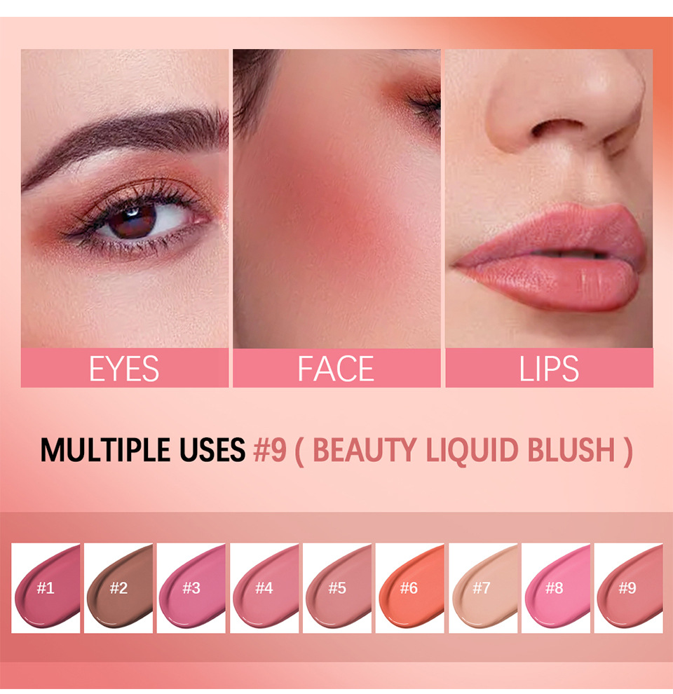 Lakerain Nine-color Liquid Blush is a natural, dazzling, long-lasting matte, smooth and delicate contour blush undefined