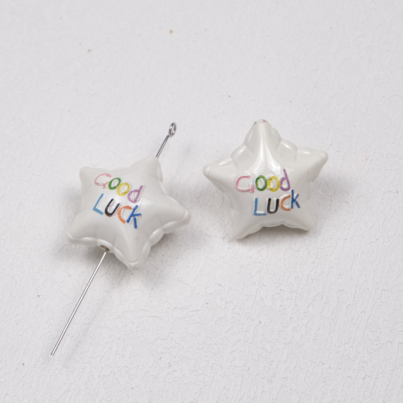 烤漆双面goodluck星星气球色穿孔珠包挂手机链条手链diy饰品配件|undefined