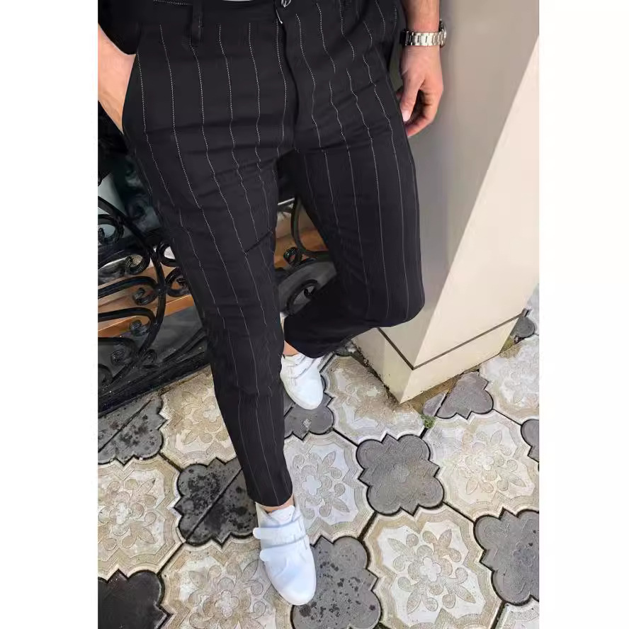 2023 el comercio exterior transfronterizo exclusivo nuevo negocio de los hombres punteado rayas casual lápiz pantalones deseo image 4