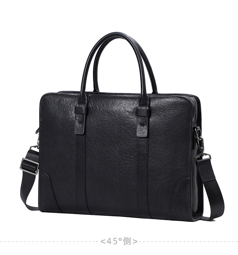 Túi xách tay nam da bò lớp đầu 38×8×28 cm, túi công sở đựng laptop 14 inch, đeo chéo tiện lợi — Màu Đen thuộc da bình thường bên trong màu đen, Màu đen cây cao, Lớp lót nỉ flannel cao cấp cầm tay màu đen chi tiết 15
