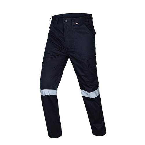 Pure cotton reflective strip labor protection overalls men's construction site loose multi-pocket multi-pocket large pocket overalls pants