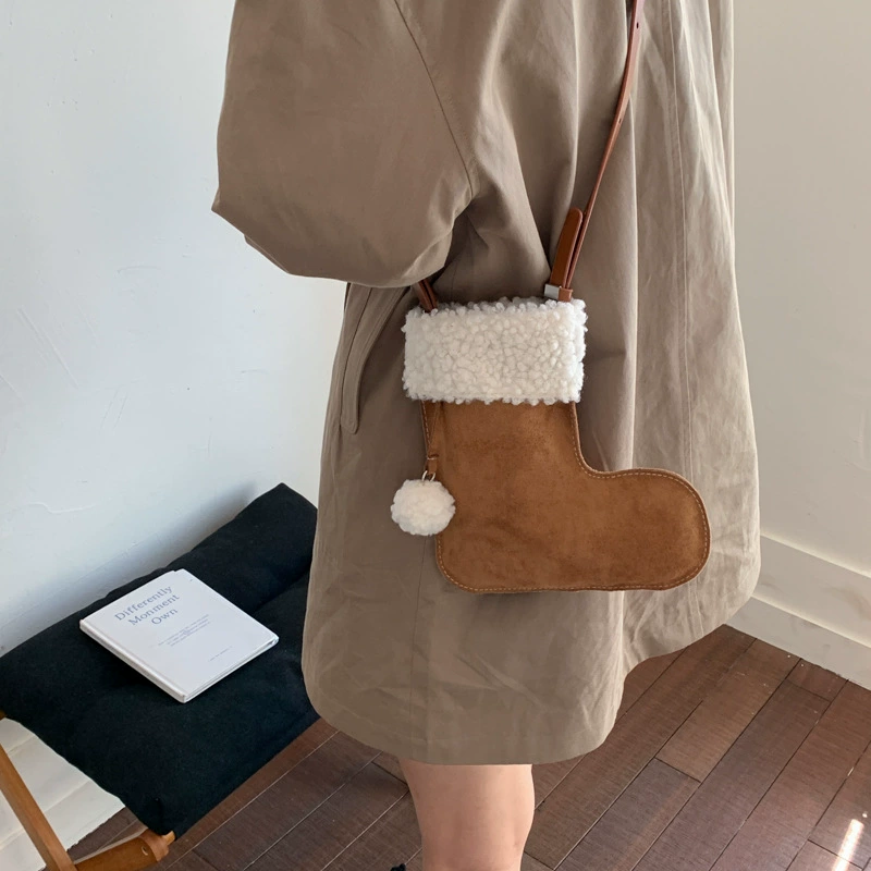 Demi-season fashionable matte boots, one-shoulder bag