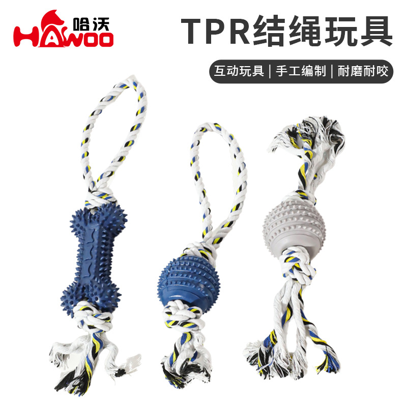 Juguete masticable portátil de cuerda de algodón con forma de hueso pequeño ZTPR, juguete para perros duradero para la dentición, juguete interactivo de entrenamiento para mascotas al por mayor.