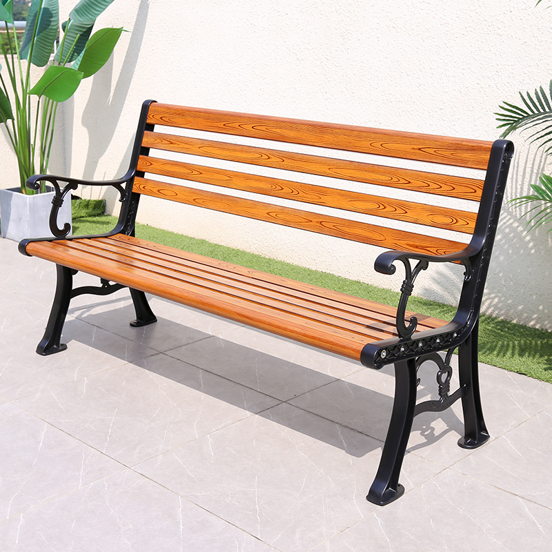 Outdoor Park Row Chair, Outdoor Bench, Leisure Iron Back Chair, Balcony Cast Aluminum Bench, Aluminum Alloy
