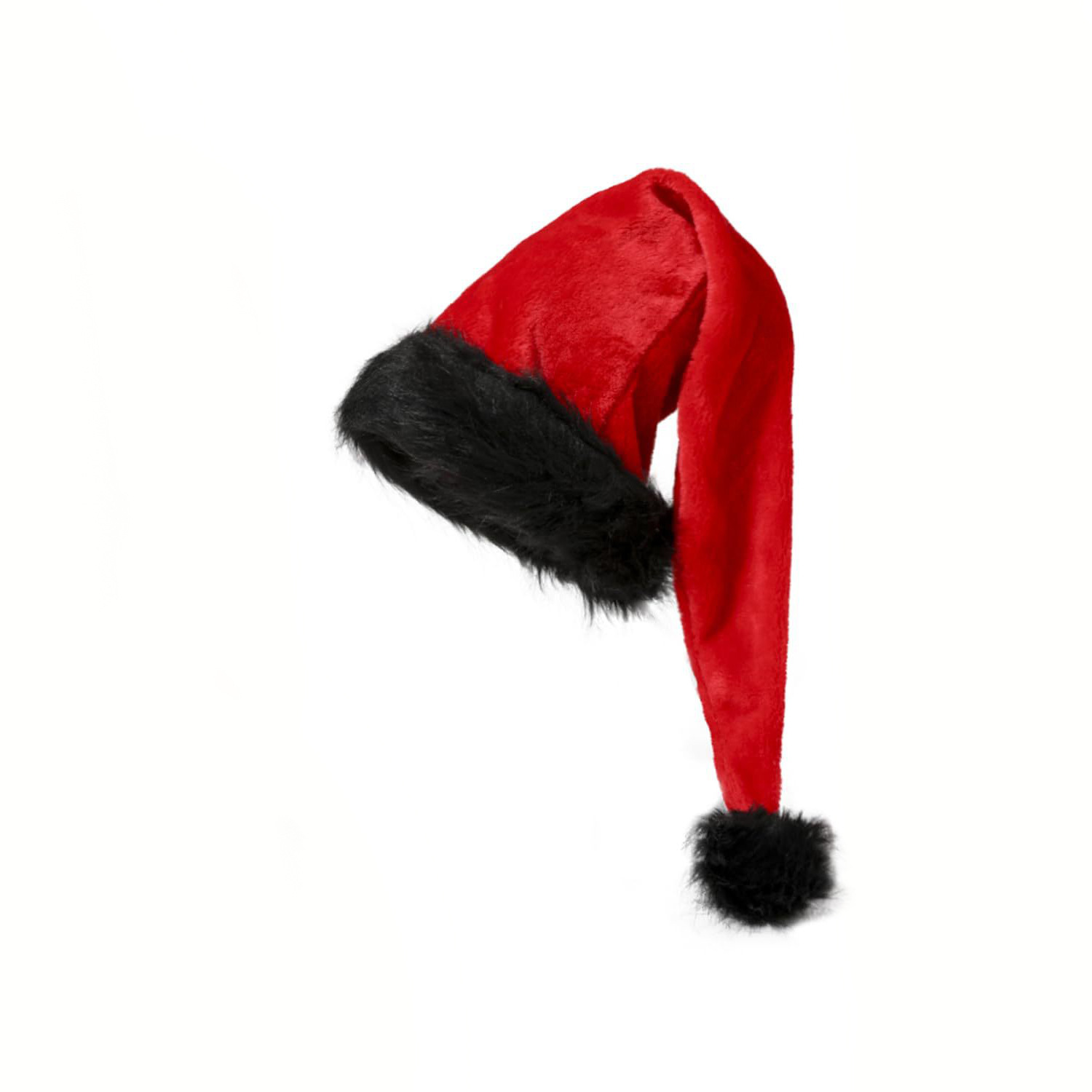 Christmas Long hair Santa hat Red black hat thick adult fluffy hat atmosphere props ornaments_voghion.com
