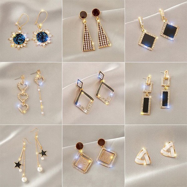 geometric fashionable retro earrings from pearl with tassels