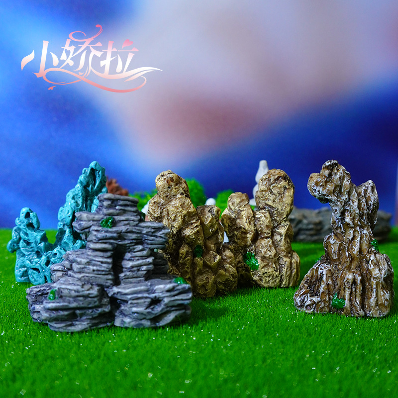 Nueva pecera transfronteriza rocalla decoración de paisajismo piedra resina micro paisaje decoración artesanal mini rocalla