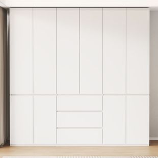 New Enf Grade European Pine Board Wardrobe Bedroom Modern Simple Home Segmented Large Wardrobe Handle-Free Storage Cabinet
