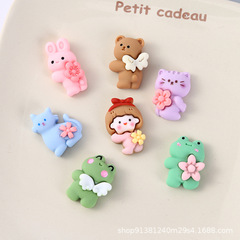 新款卡通動物女孩樹脂配件DIY服裝發卡鑰匙扣掛件貼片手機殼材料