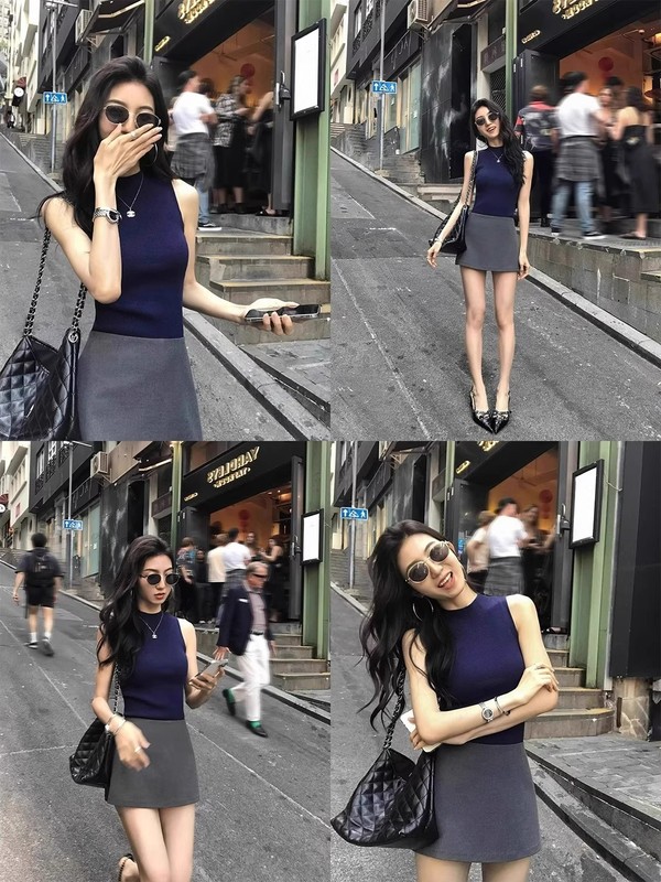 复古港风酒红色半高领吊带背心女夏外穿修身冰丝无袖内搭针织上衣|undefined