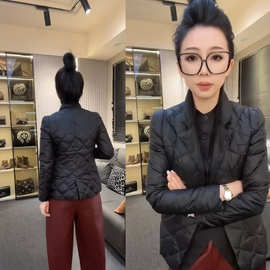 棉服冬季棉衣外套2024时尚新款显瘦修身纯色气质纯色修身上衣