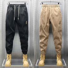 美式复古工装休闲裤男2024春季新款简约哈伦裤子男士宽松束脚卫裤