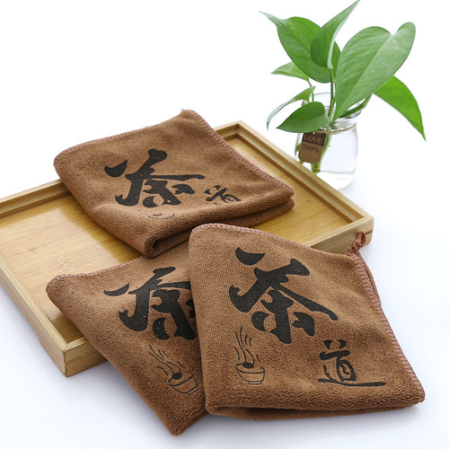 Wholesale Tea Towel Print Cleaning Absorbent Thick Solid Color Tea Towel Tea Cloth Tea Ceremony Towel Accessory Square Towel Rag LOGO