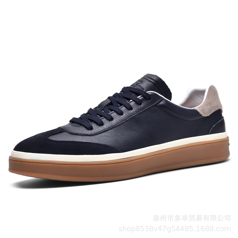 Retro lujoso ligero de cuero real, zapatos de moda retrógrados de alta calidad, zapatos de cuero blancos simples, zapatos de skate casuales cómodos