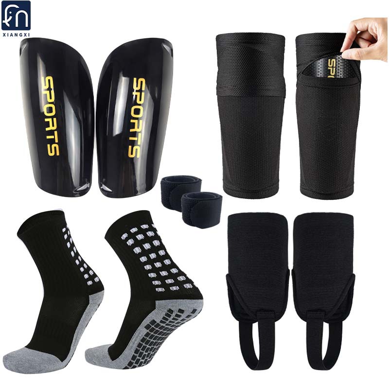Football Shin Guards, Adult Football Socks and Footless Leg Guards, Ankle Straps Set, Adult Men's Non-Slip Socks Can Be Customized