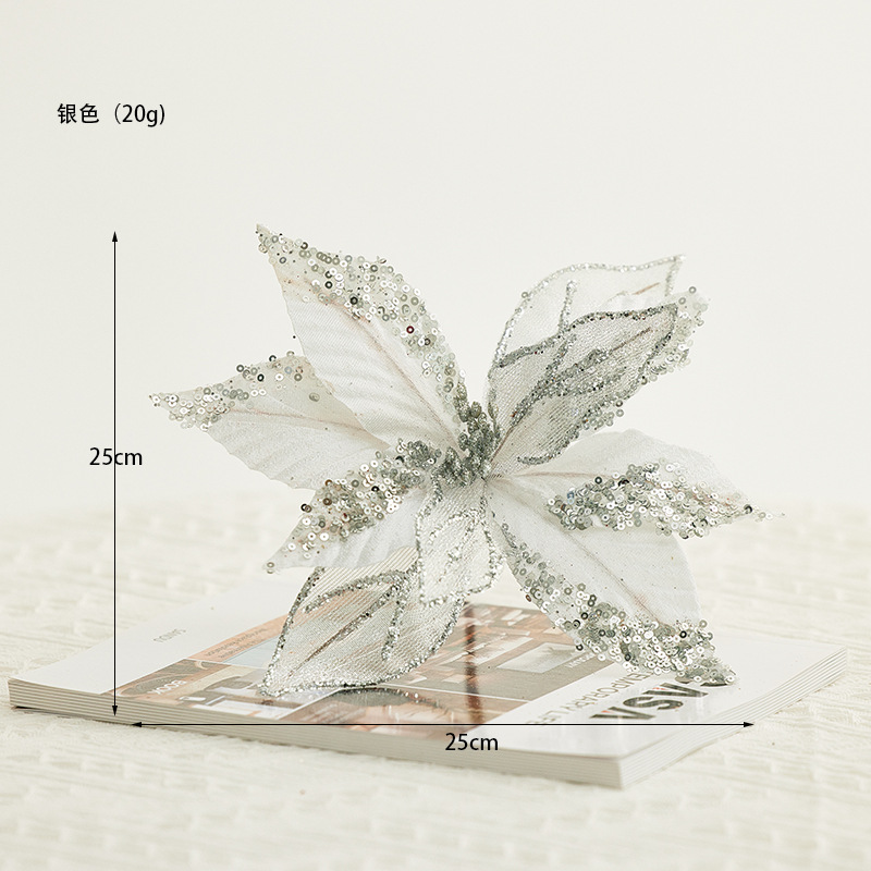 30cm flores de Navidad decoración de árbol de Navidad flores de oro de champán flores falsas flores hechas a mano flores DIY botellas de flores accesorios