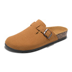 半拖鞋女士软底软木男女情侣款平底拖鞋包头大码4647码跨境男鞋冬