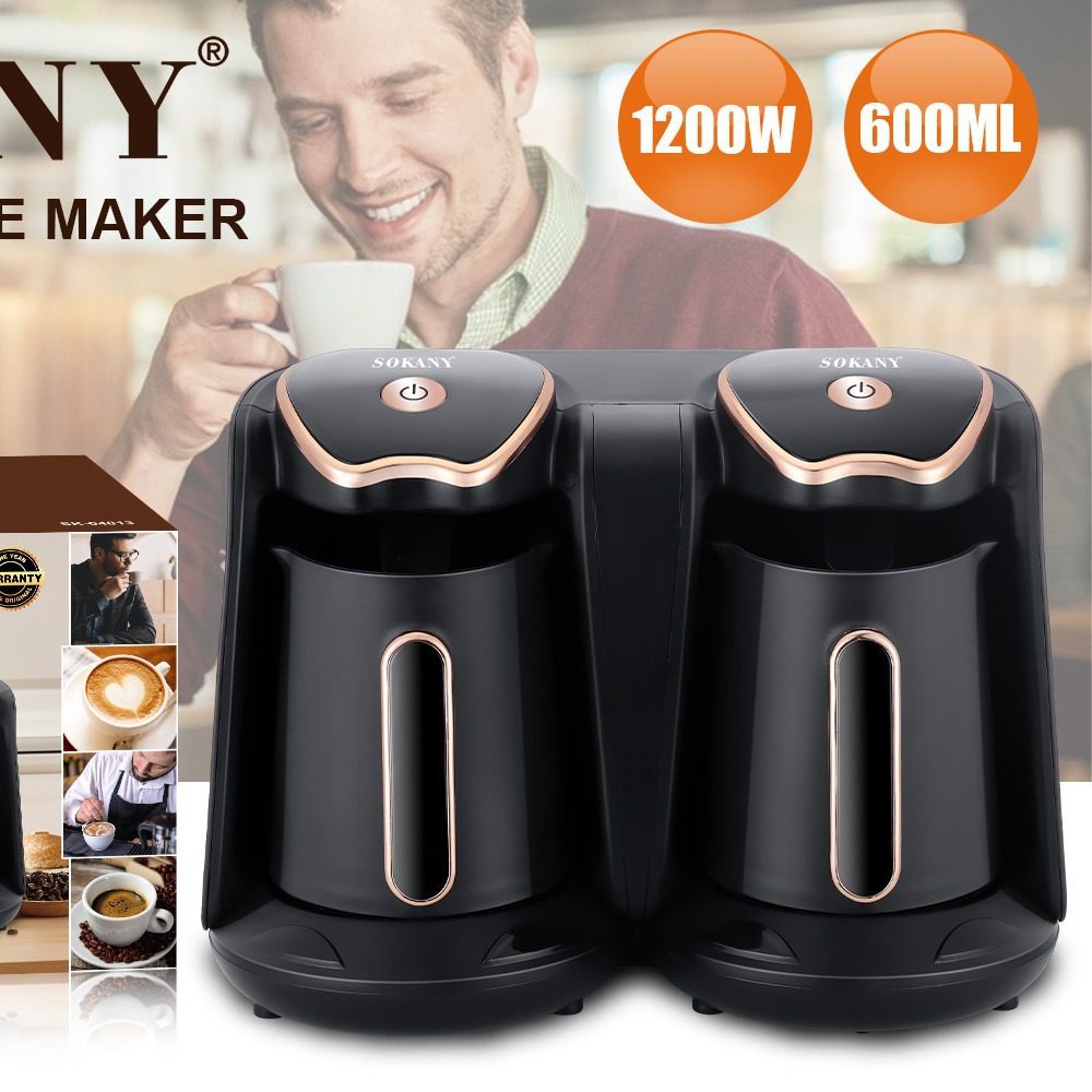 Cross-Border Coffee Machine Integrated Double-Cup Coffee Maker Turkish Coffee Pot Coffee Maker 04013Sokany