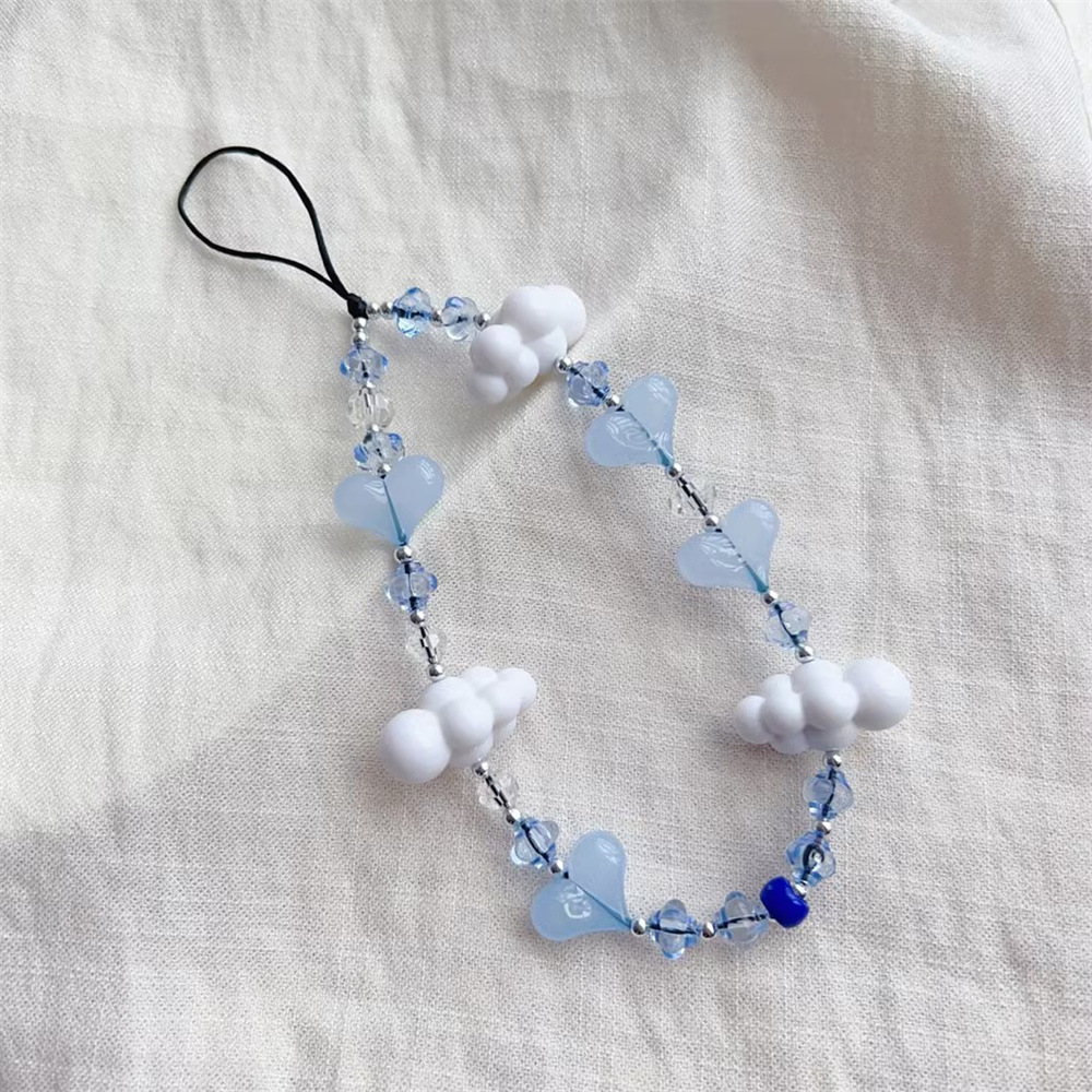 KKBEAD LISA mismo cielo azul y nubes blancas cordón estilo japonés y coreano ins Internet Celebrity Street shooting clock-en cordón de teléfono móvil