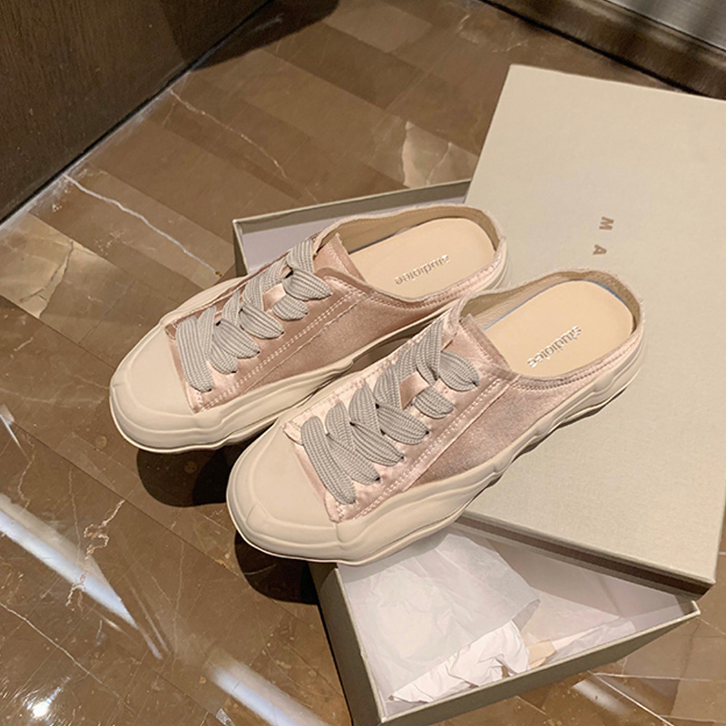 Grape Mom's Same Style Summer Round-Toe Lace-Up Canvas Shoes, Dissolving Half-Slip Casual Sports Sneakers for Women, New Autumn Model Grape Mom's Same Style Summer Round-Toe Lace-Up Canvas Shoes, Dissolving Half-Slip Casual Sports Sneakers for Women, New Autumn Model