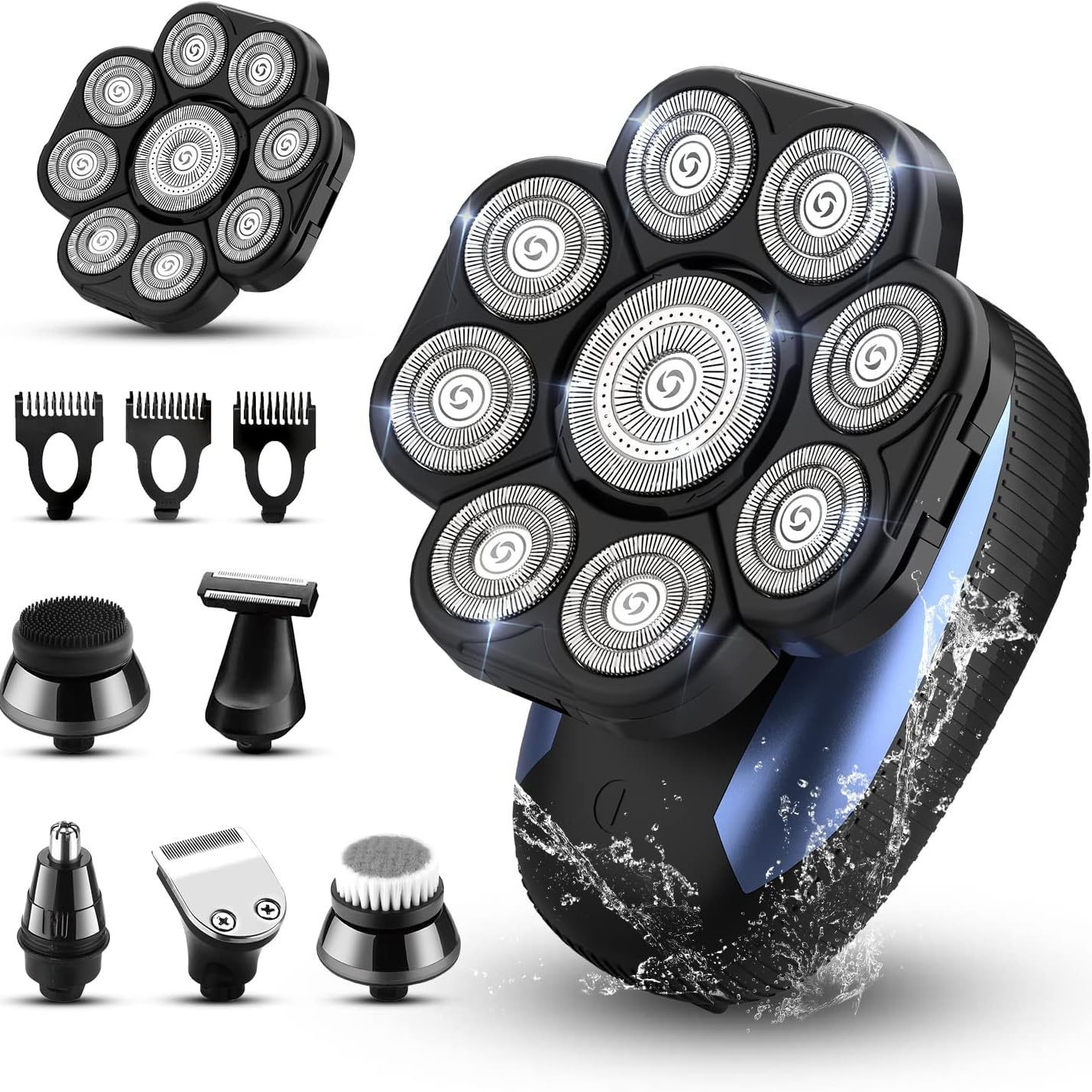 Multi-funcional hogar maquinilla de afeitar eléctrica de 9-cabeza lavado hombres pelo Clipper barba cuchillo cabeza calva máquina