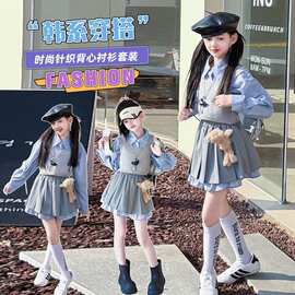 儿童爵士舞春夏装2026新款假两件拼接衬衫短款卫衣啦啦操街拍走秀
