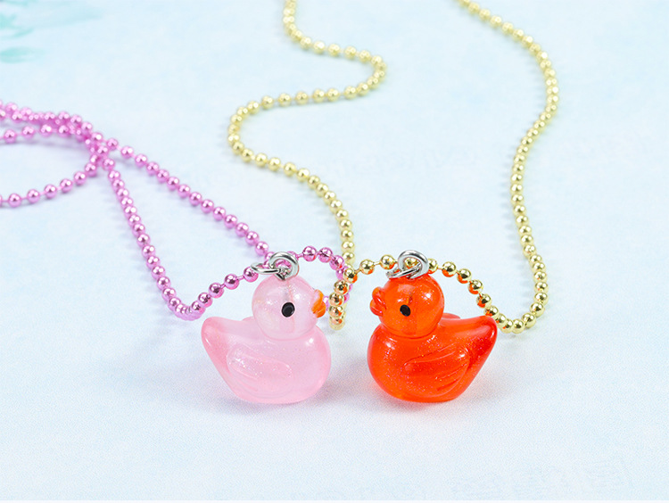 Cute Duck Plastic Resin Children Unisex Rings Necklace display picture 3