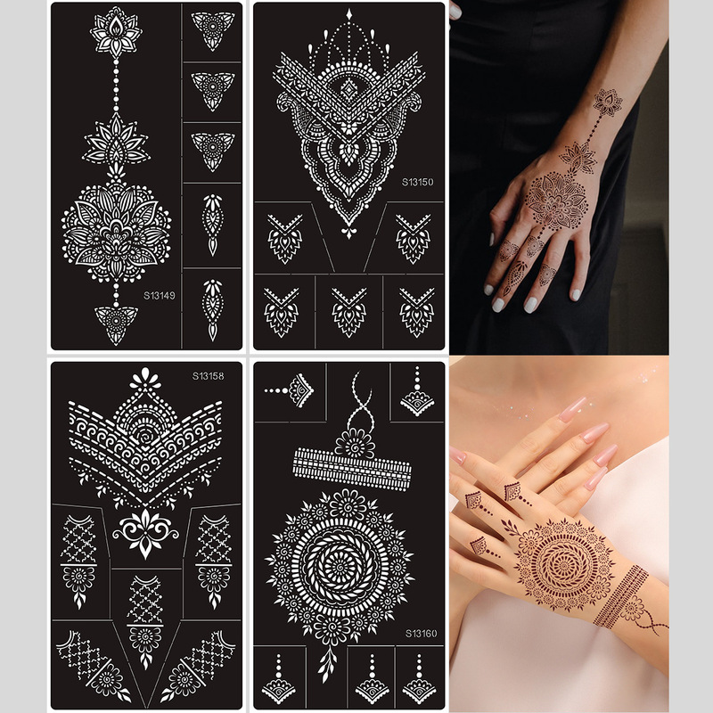 Hannah hollow tattoo stickers Indian spray painting template hand painted Hina tattoo stickers waterproof cross-border beauty tattoo stickers