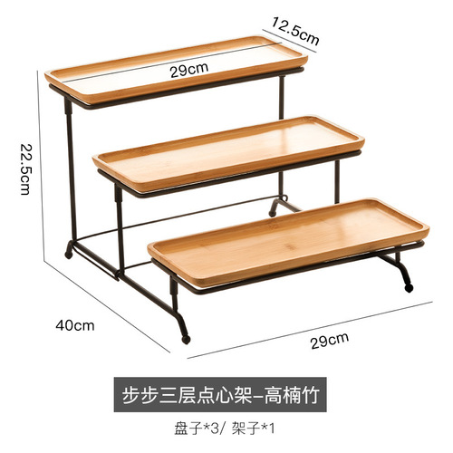 Cross-border wholesale three-layer ceramic dessert stand foldable cake tea service fruit plate tray display stand afternoon tea fruit plate tray