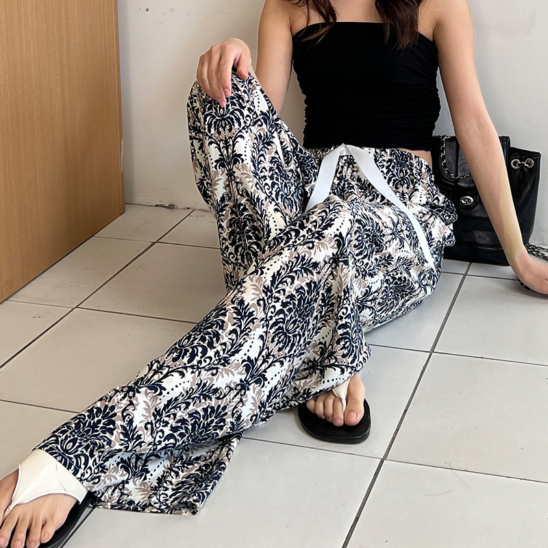 Pantalones anchos de algodón y seda para mujer, pantalones casuales de rayón, suaves y cómodos con efecto drapeado, pantalones de dormir para mujer.