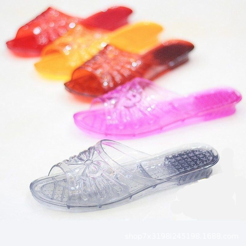 Crystal Slippers Women's Summer Home Use Indoor Bathing Non-Slip Deodorant Flat Transparent Jelly Plastic Slippers Crystal Slippers Women's Summer Home Use Indoor Bathing Non-Slip Deodorant Flat Transparent Jelly Plastic Slippers