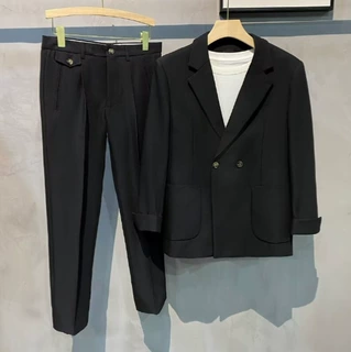 高级感休闲西服套装男士宽松韩版春季痞帅潮轻熟百搭小西装外套男