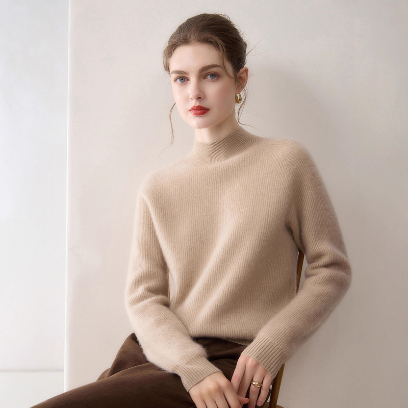Autumn and Winter New Cashmere Women's Knitted Bottoming Shirt Half Turtleneck Loose Slimming Thick Sweater Inner Wear Autumn and Winter New Cashmere Women's Knitted Bottoming Shirt Half Turtleneck Loose Slimming Thick Sweater Inner Wear
